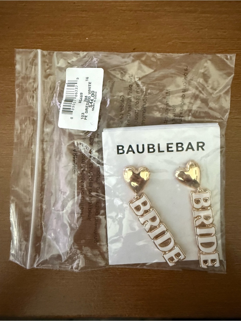 BaubleBar Bride Statement Earrings NWT | Gold Heart Bridal Wedding Bachelorette - Picture 3 of 3